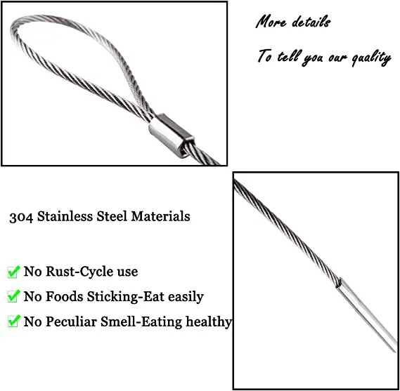 BBQ Skewers for Grilling Cable Skewers Stainless Steel Kabob Skewers set of 2