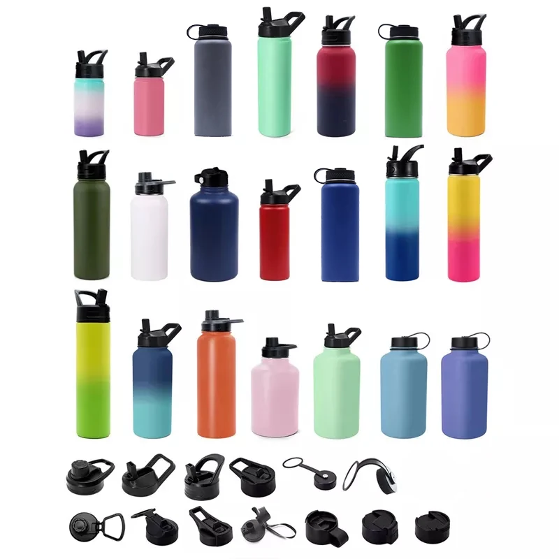 Wide Mouth Double Wall Sweat Proof 18oz 32oz 48oz 64oz Popular Stainless Steel Water Bottle With Custom Log