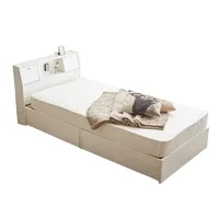 white wooden double bed with drawers