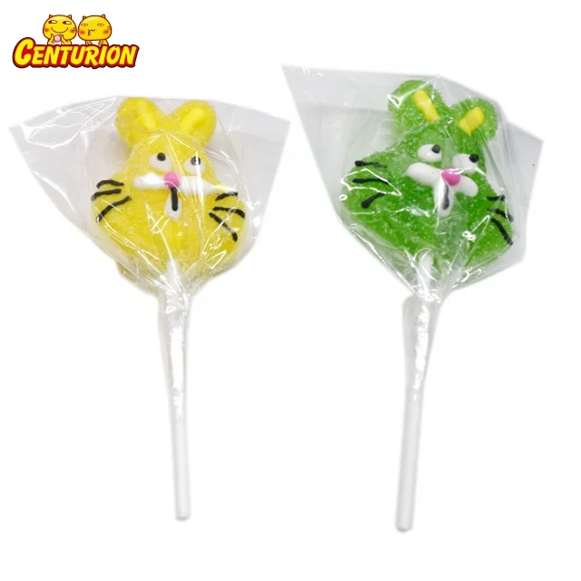 Manufacturer wholesale snacks sweets cartoon Easter Bunny Candy fruity lollipop gummy candy