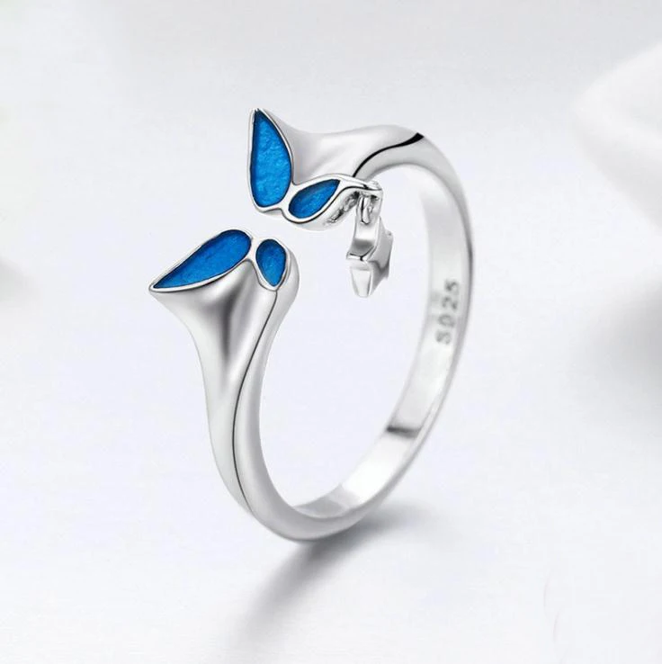 
free products sample Best Selling Butterfly silver ring 925 enamel open ring for women 