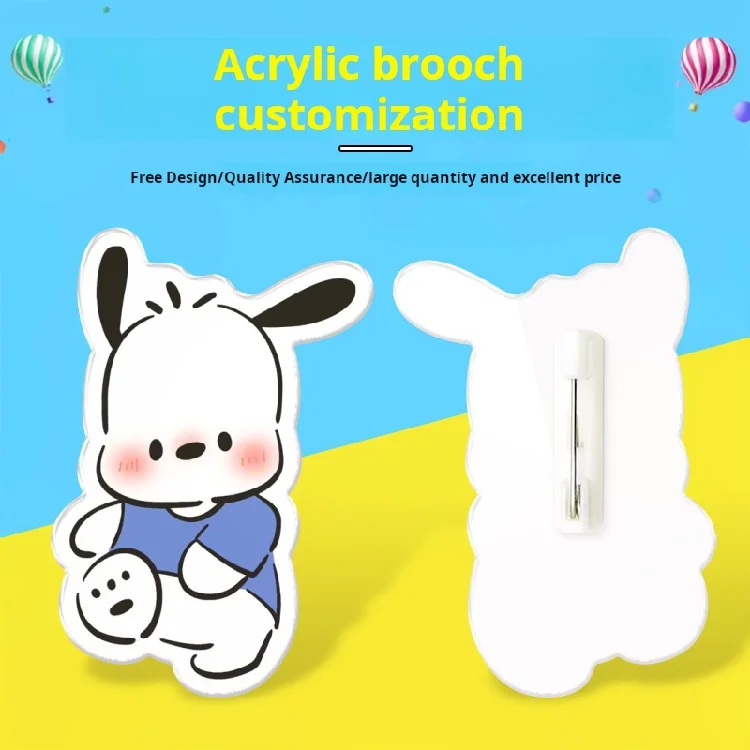 Ins cute girl badge cartoon acrylic anime Pacha dog brooch wholesale handbag pendant jewelry pin