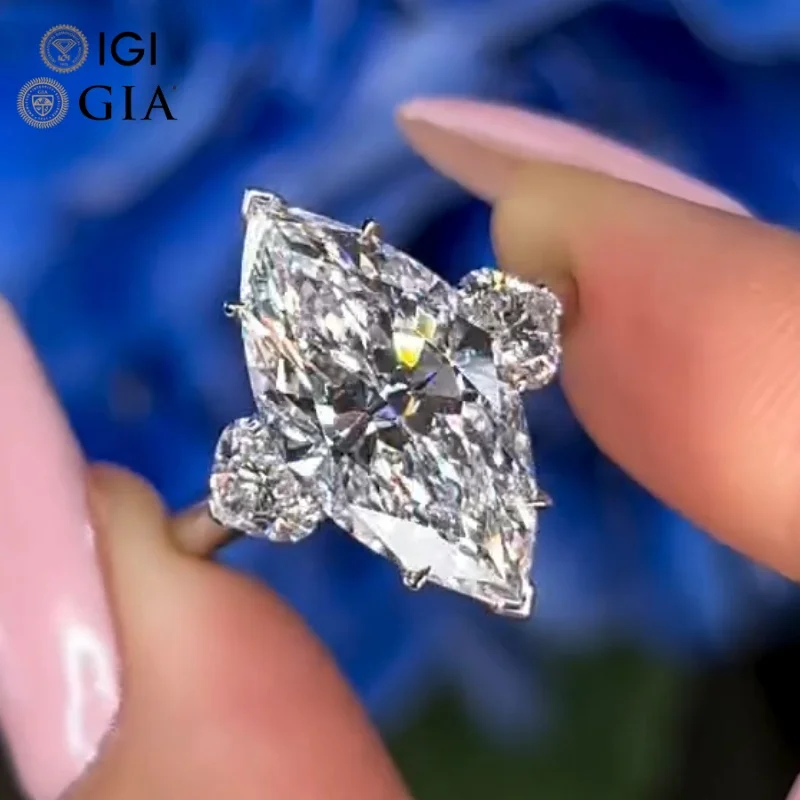 Gia Igi Certified Cvd  HPHT Lab Grown Created Diamond 14k 18k Solid Gold Rings Engagement Ring Jewelry For Women 5ct 4 5 carat