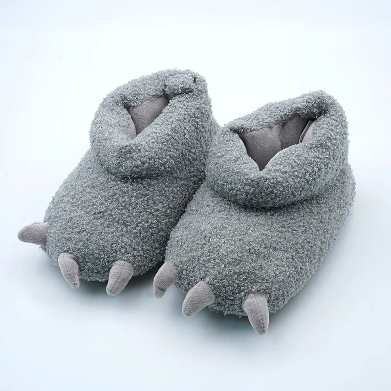 New Cute Cartoon Animal Claw Design Plush Home Cotton  Bear Paw Indoor Warm animal Slippers Custom Shoe Manufacturers