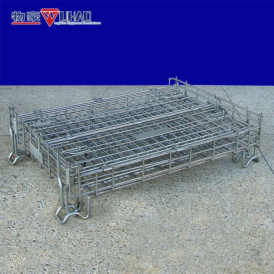 1200x800x910mm Heavy duty large capacity Stackable Metal Wire Mesh Warehouse Pallet Cages for wine bottles