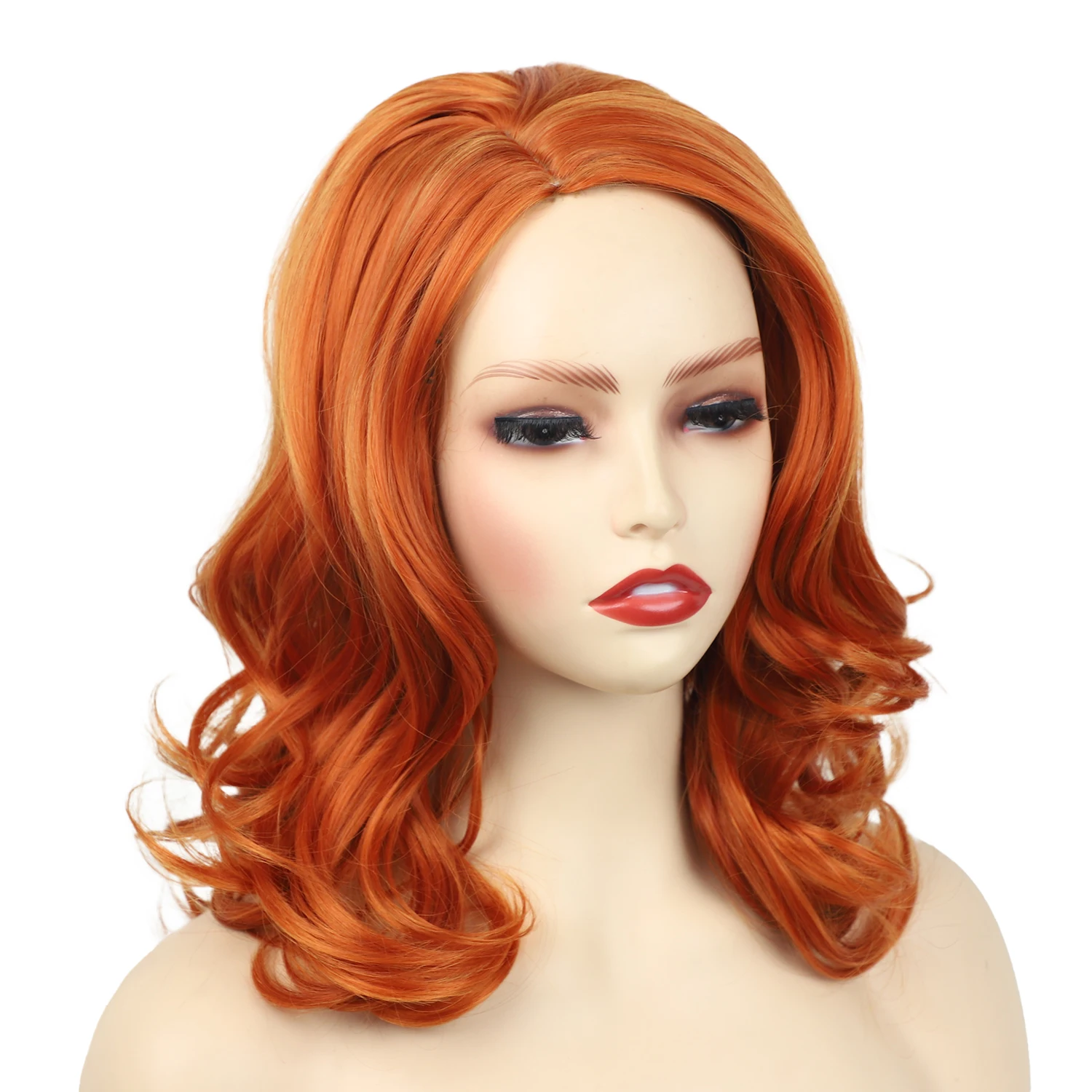 Wholesale Price Orange Colors Short Hair Synthetic Hair Wigs Cosplay Party Curly Wig for Women