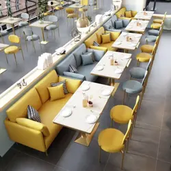 Wholesale board dining table Nordic marble dining table Breathable technology cloth sofa for restaurant