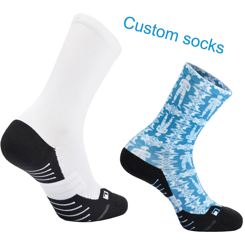Men polyester cotton white crew athletic custom logo oem thick basketball sports compression socks for women