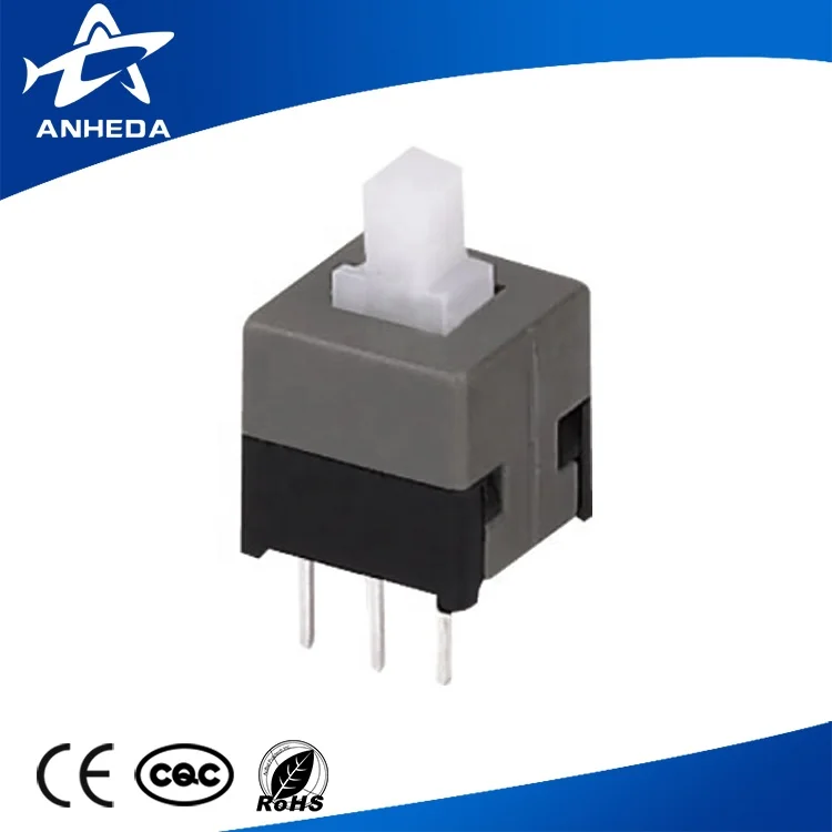 Press-Key Switch KFC-8*8-C 10MA/250V 2 pin black and white base white button