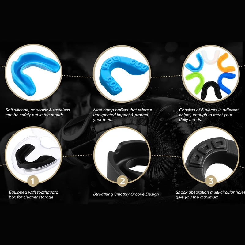 Free Sample Mouth Guard Sports Moldable MouthGuard Kids Mouthpiece Teeth Protective Braces EVA Double Colored for MMA Boxing