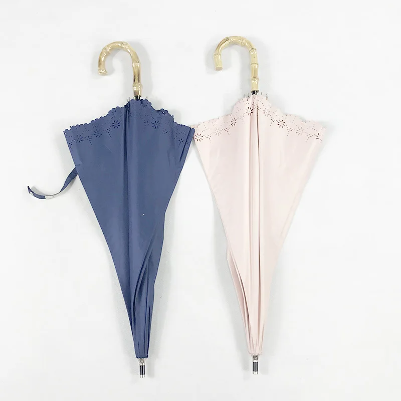2023 Innovative Bamboo handle  advanced texture Parasol wooden uv sun umbrella Gift umbrella  Ladies Umbrella