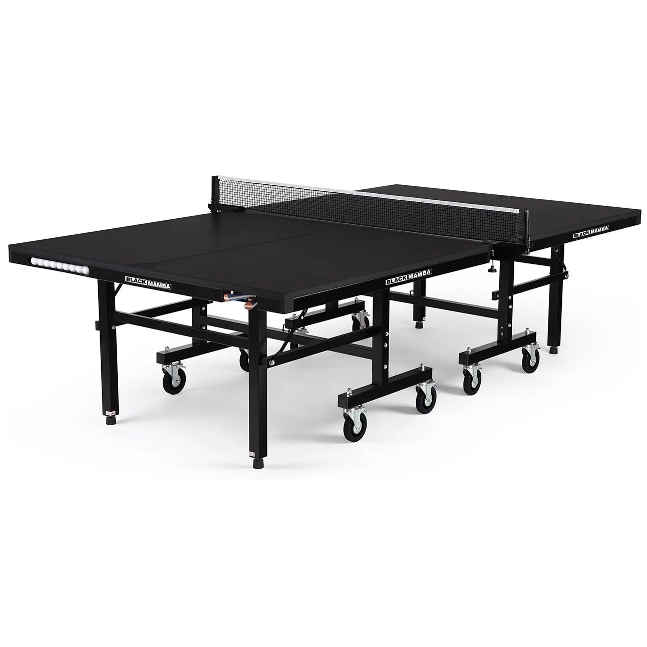 Factory Direct Sell PingPong Table Black 25MM Top Table Tennis Table With Racket & Ball Storage
