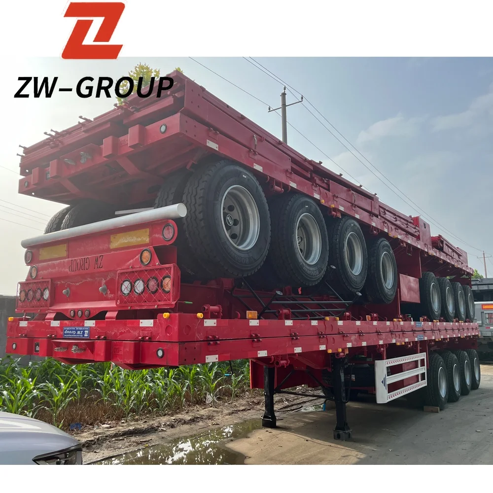 new and used Four axles 53 foot container flatbed trailer 53ft 4 axle flat bed western trailer for sale Mexico