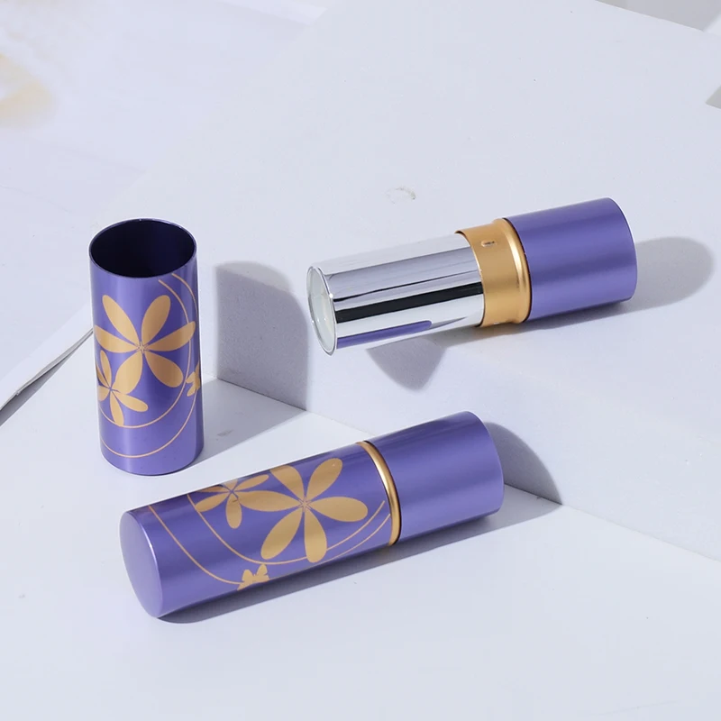 Flower Print Aluminium Lip Balm Tube Uk Empty Metal Lip Balm Containers Aluminium