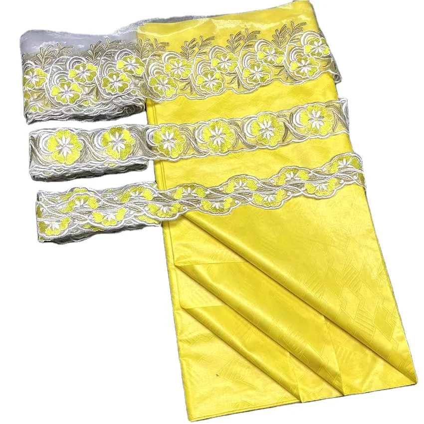 purple fabric african Bazin Embroidery Making party lace fabric 2023 organza jacquard women african dress