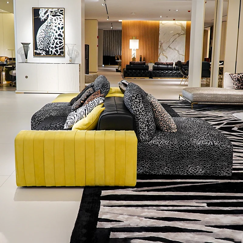 Modenfili Contemporary Modern Luxury Lounge Villa Home Furniture Living Room Sofas Leather Sectional Modular Sofa Set