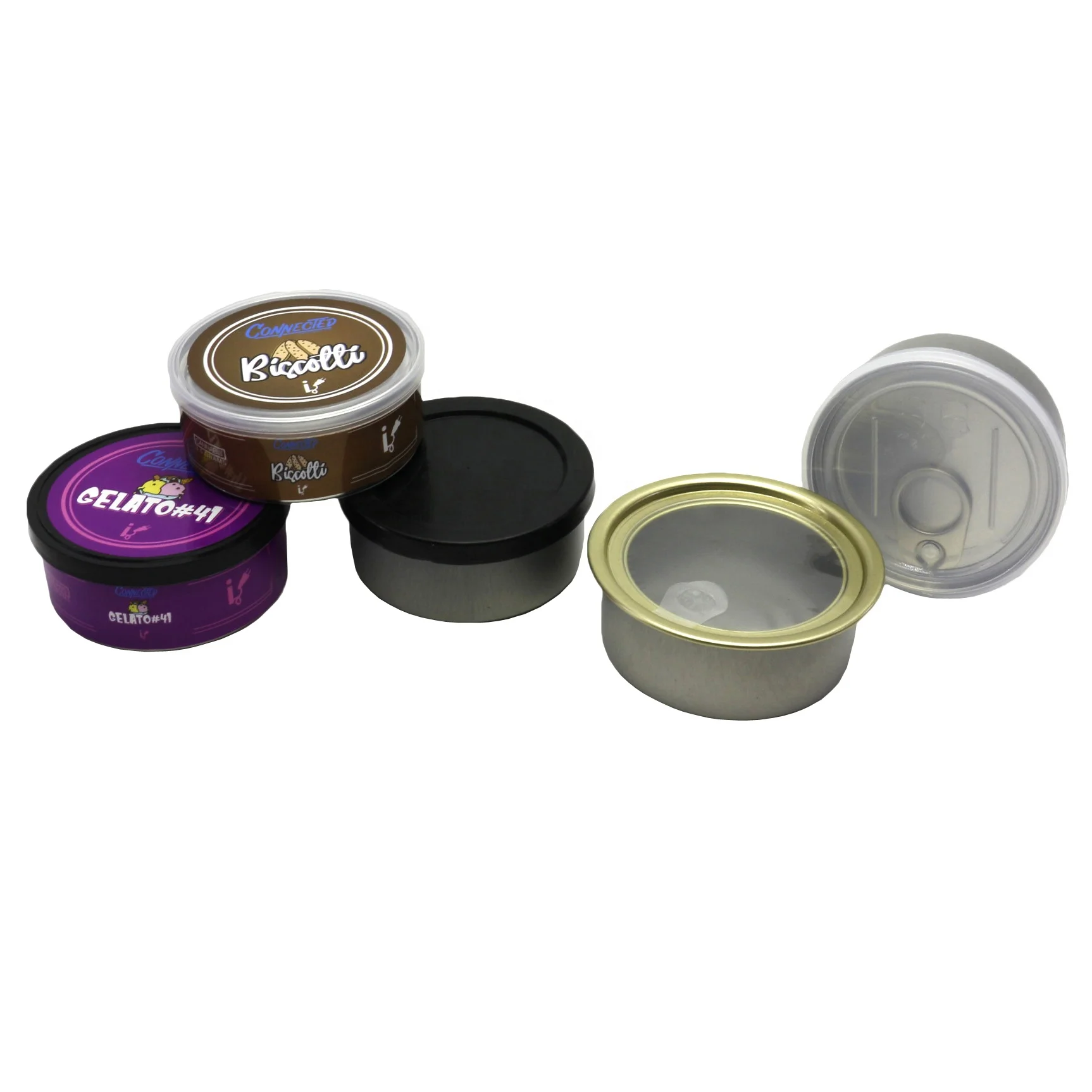 empty caviar fish meat 2 pieces metal tins cans MC-023C