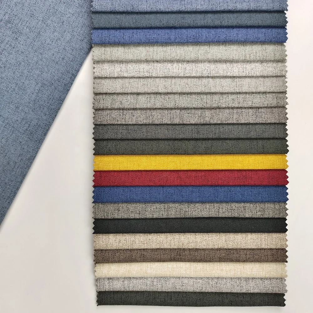New style wholesale price 100% polyester hemp fabric plain color linen look fabric for sofa furniture