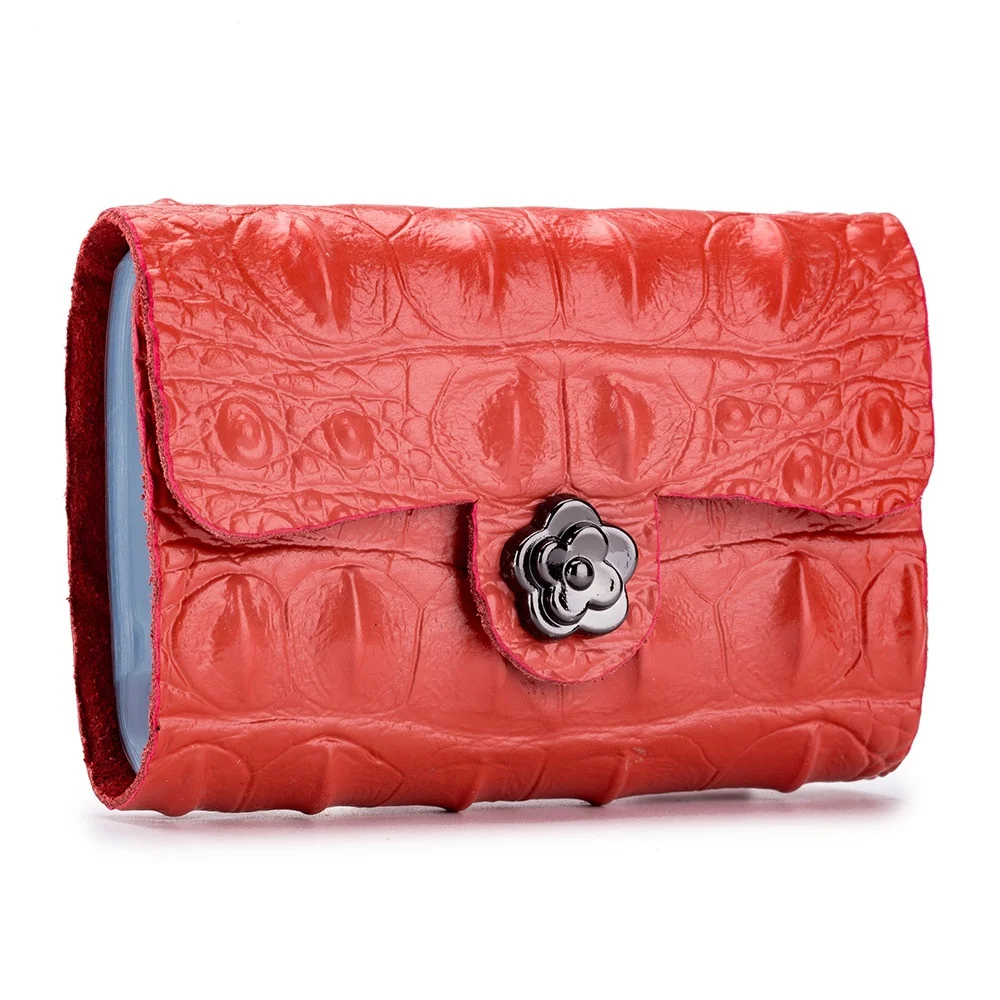 Держатель для кредитных карт многослойный Женский, стильный держатель для кредитных карт из воловьей кожи с узором крокодила в Корейском стиле