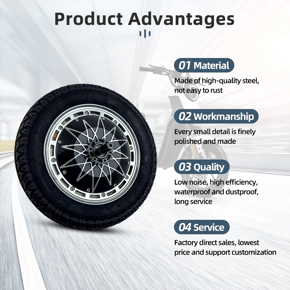 12Inch Small Hub Motor 72V 5000W 120km/h Brushless Non-Gear Electric Scooter Hub Motor Kit