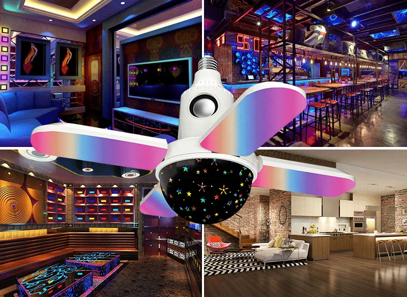 50W E27 RGBW Starry Night Light Projector with Remote Control LED Music Bulb Bombillo for Holiday,Dancing Bar,Coffee Shop
