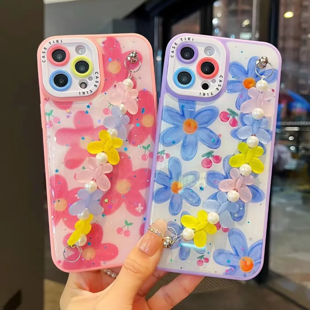 custom shockproof cell phone case manufacturer 3d printing bling glitter powder glue drop mobile phone case for iPhone14