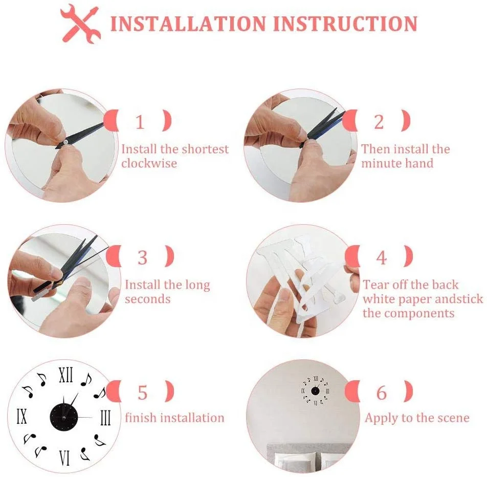 Musical Notes Roman Numerals Vinyl DIY Wooden Color Unique Ideas Clocks Stickers