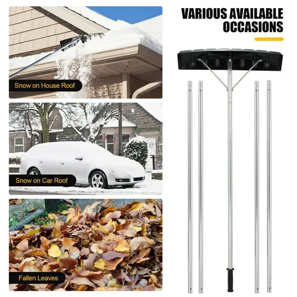 Telescopic Snow Roof Scraper Roof Snow Rake, Roof Snow Shovel with Telescopic Aluminum Tube