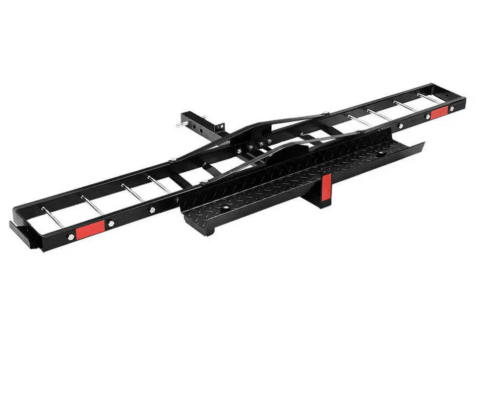 Steel 2 Arms 2 inch Towbar Hitch Mount Motorcycle Carrier Motorbike Rack with Ramp