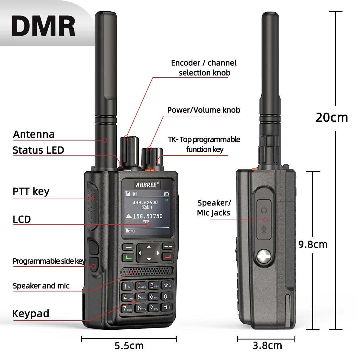 Orignal ABBREE DM-F8 DMR Digital Walkie Talkies Stations Professional Amateur Two Way Radio VHF UHF GPS APRS Ham Two Way Radio