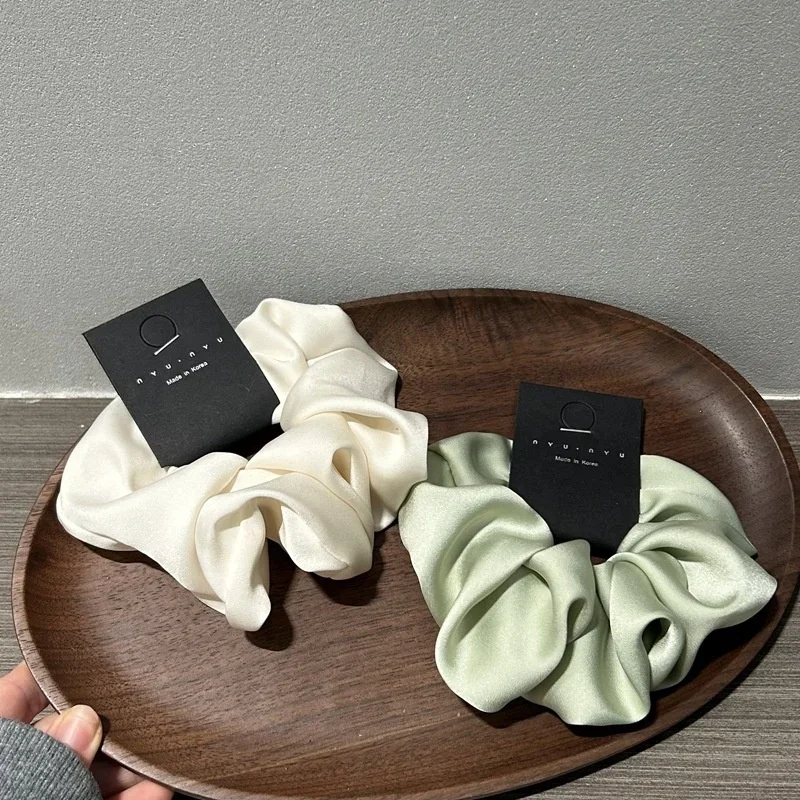 Fashion Large Scrunchies Pure Color Silk Hair Band Good Elastic Ties for Girls