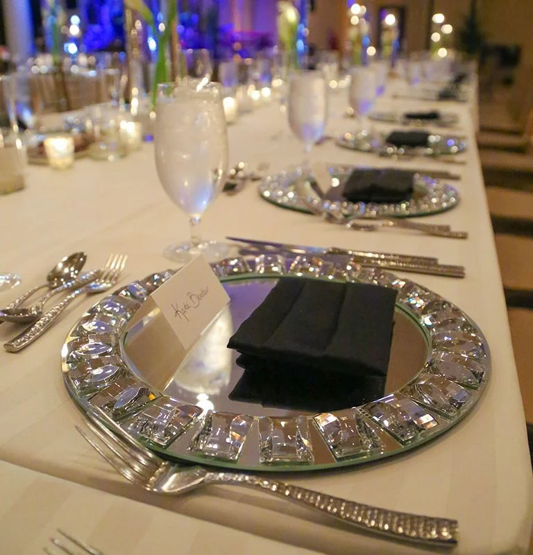 Round Glass Mirrored Plate Charger Mosaic Dinner Plate For Event Wedding Party Decoration