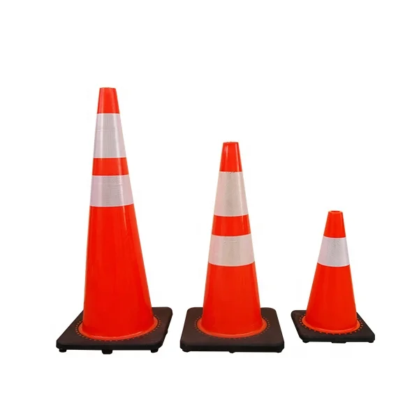 PVC traffic cones safety cone with rubber base with reflective tape