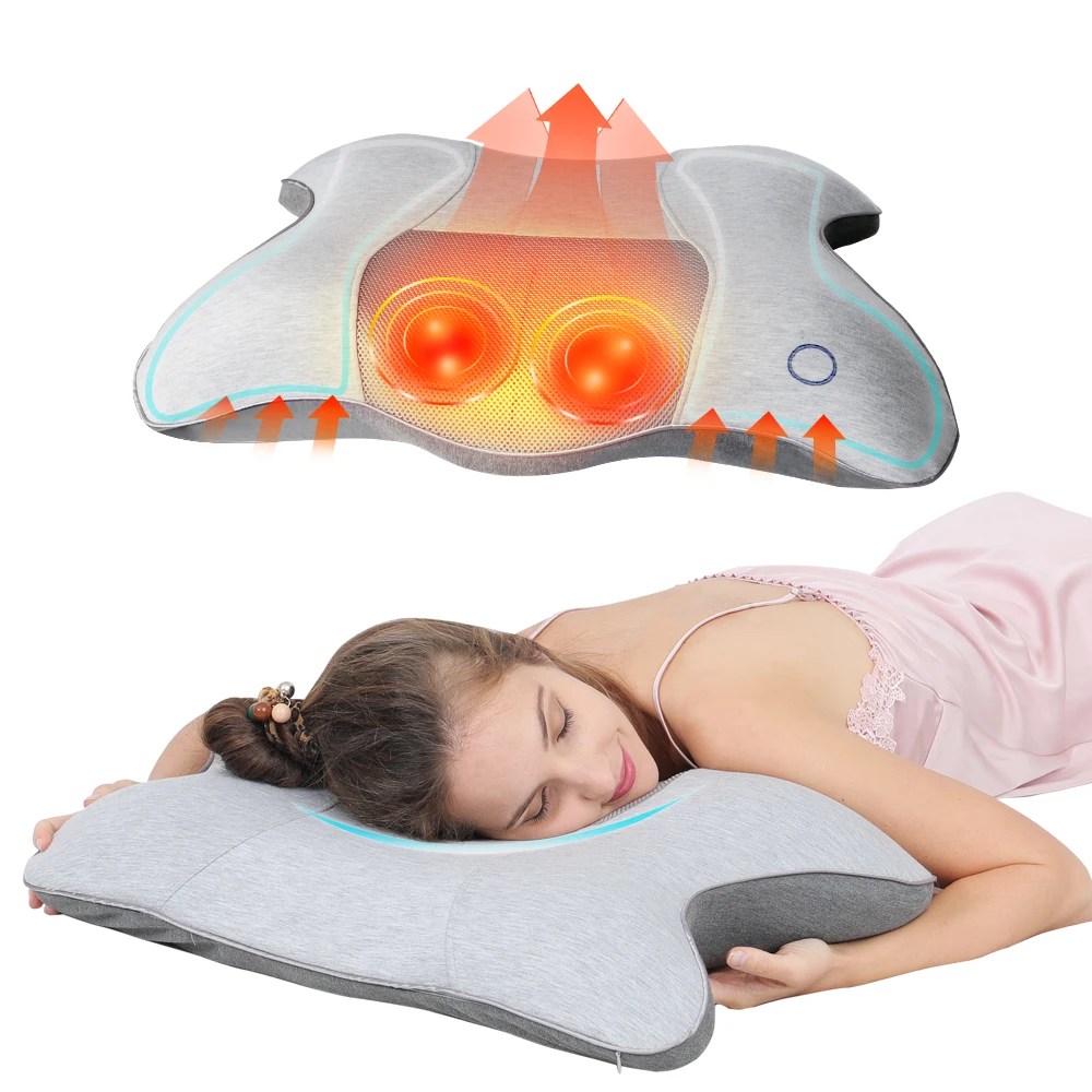 portable Multi Functional Shiatsu Kneading Massage cervical Memory Foam Bed Sleep Pillow Ergonomic electric Neck Massage Pillows