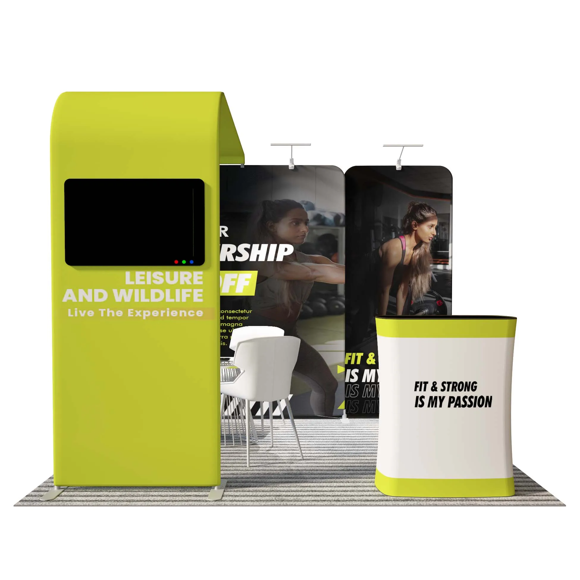 10x20 Trade Show Slat Wall Partition Modular Portable Slatwall Shelves Display Aluminum Frame Custom Exhibition Tradeshow Booth