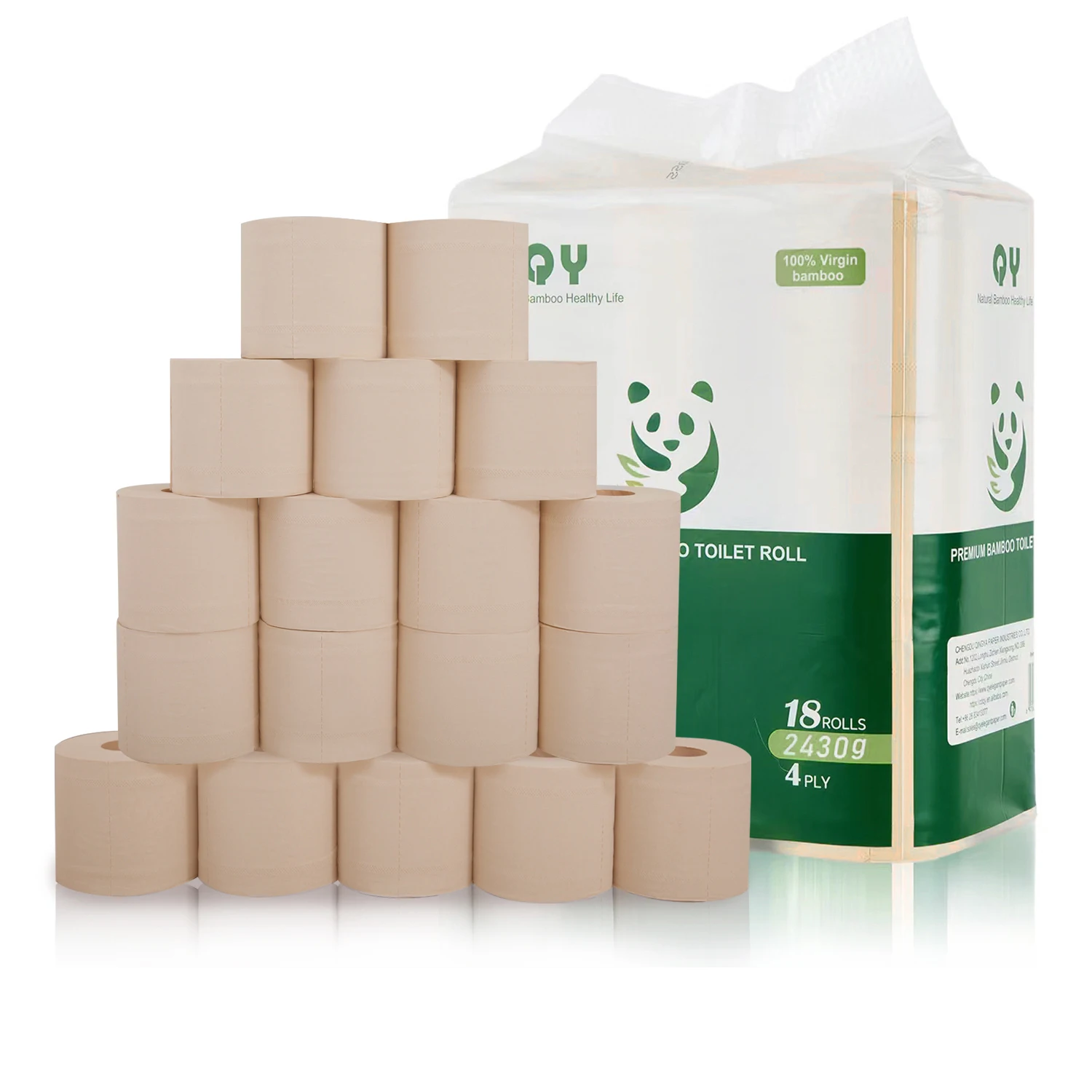 Virgin Bamboo Pulp Unbleached Instant Toilet Paper Roll 18 rolls/pack