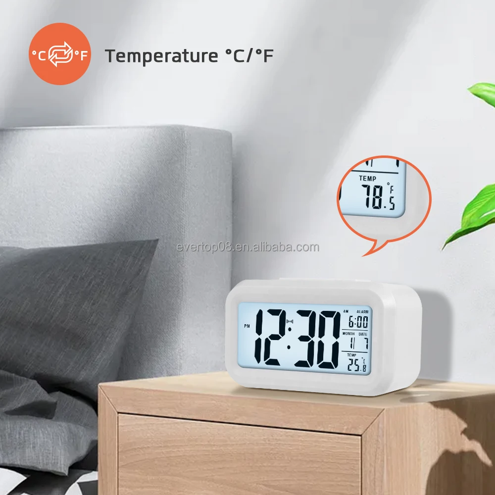 Plastic Smart LCD Table Night Light Calendar Temperature LED Digital Alarm Clocks