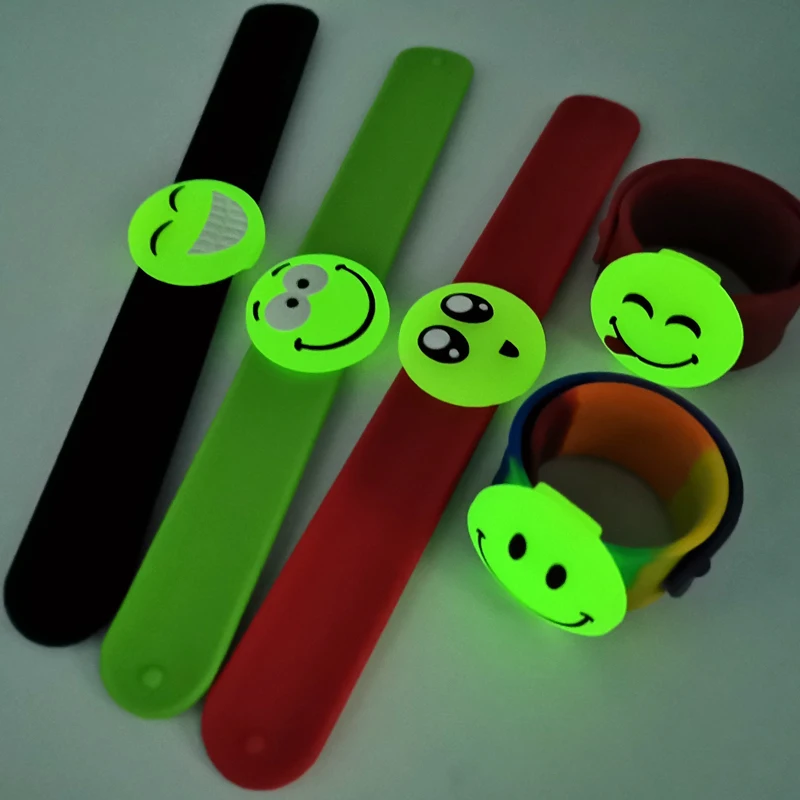 Wholesale Snap Silicone Sport Custom Slap Bracelet, Glow In Dark Reflective PVC Ruler Led Slap Bracelet
