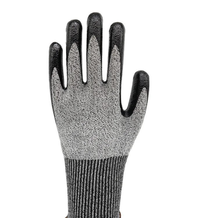 HPPE anti cut gloves level 5 nitrile smooth finish construction gloves
