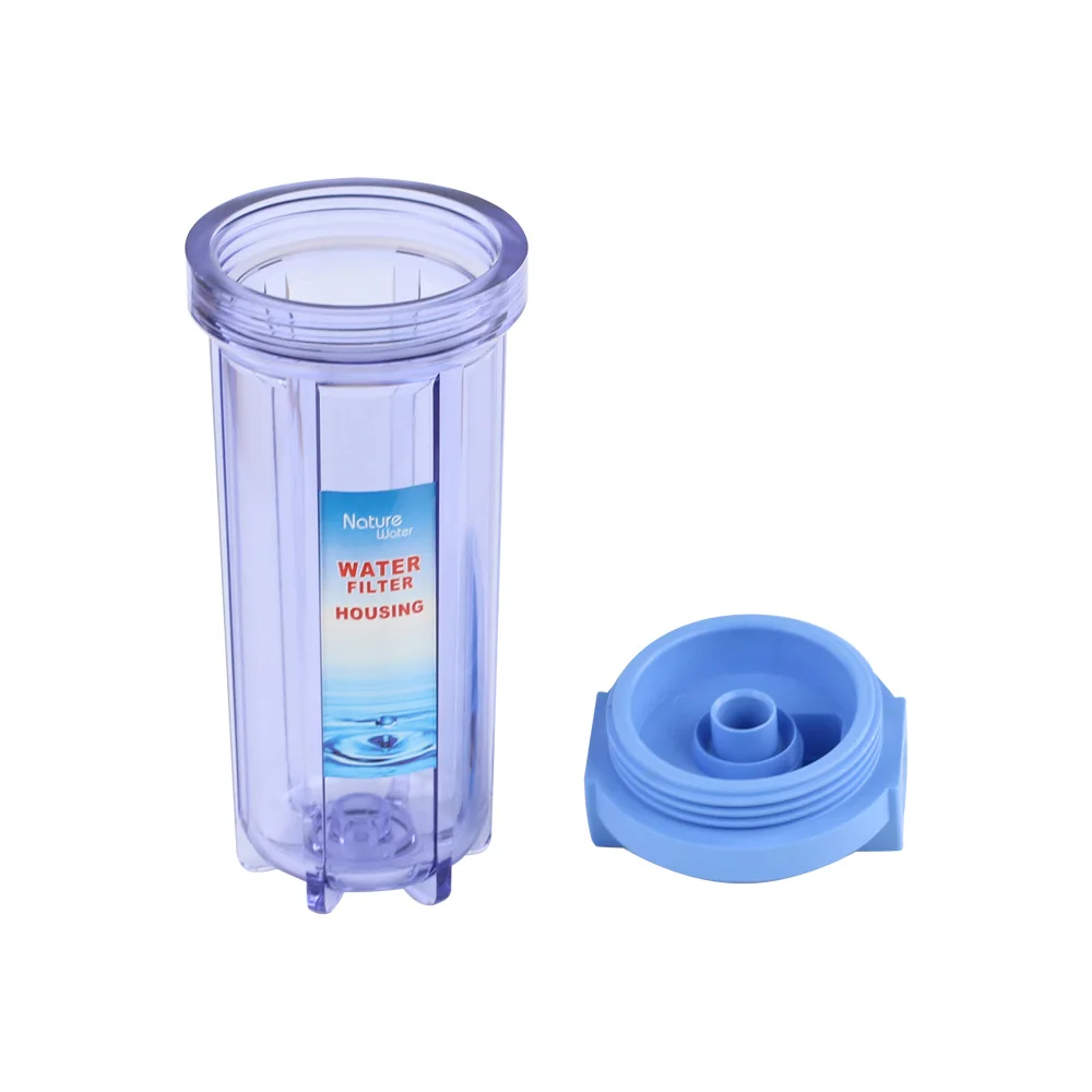 Plastic ten inch single water filter housing wall mounted transparent water purifier shell