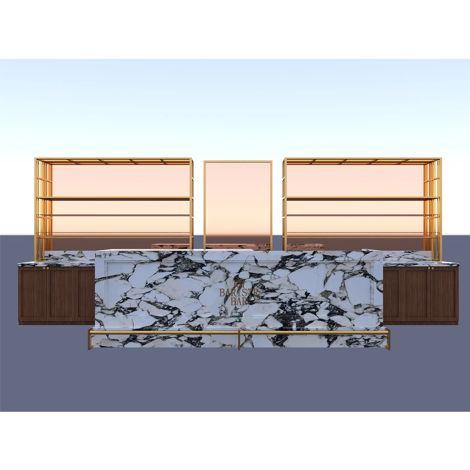 Restaurant Music coffee shop kitchen island bar counter Carrara gold traditional residential bar counter stone kitchen display