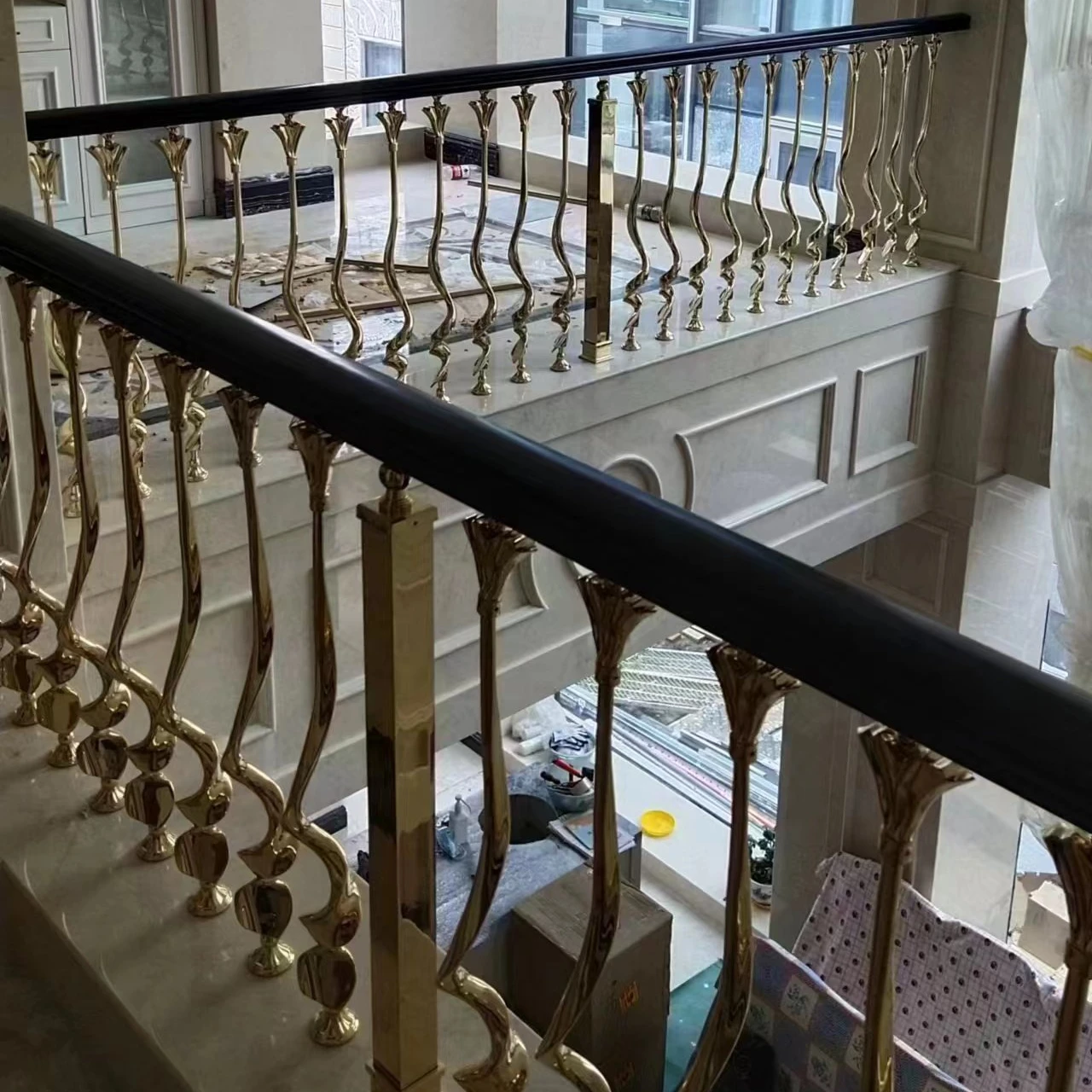 luxury italy calacatta gold marble stair for home luxury christmas decorations for home stairs curved spiral staircase