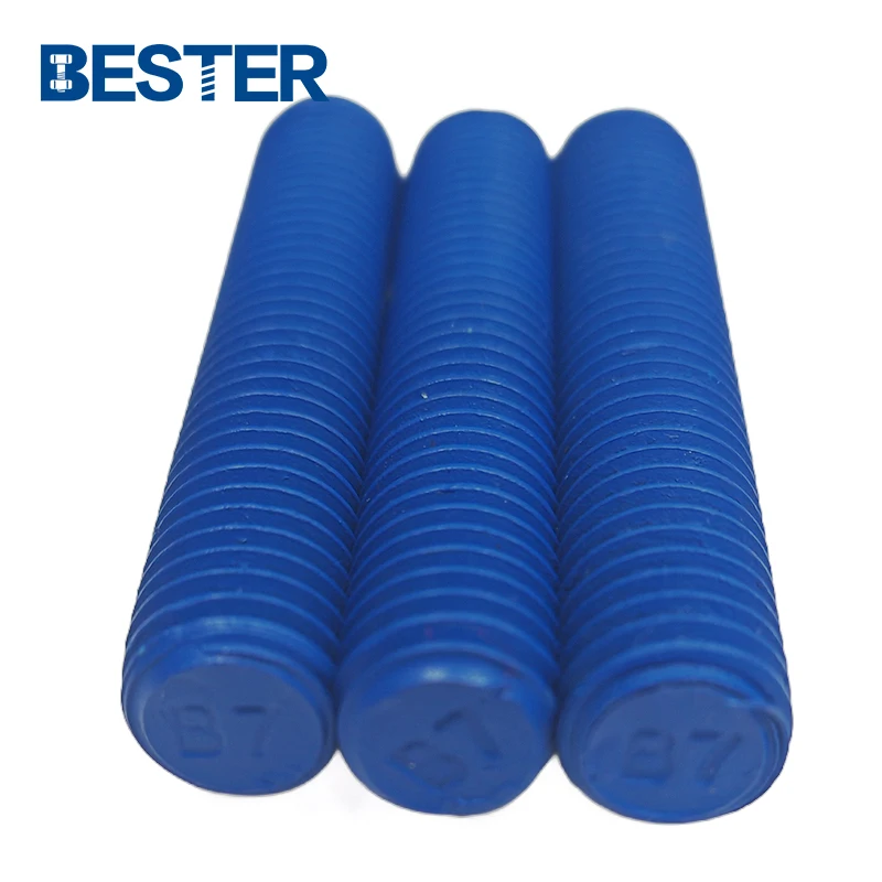 Manufacturer color ptfe Threaded Rods China PTFE ASTM A193 B7 B8 B8m DIN975 DIN976 Stainless Steel Stud Bolts