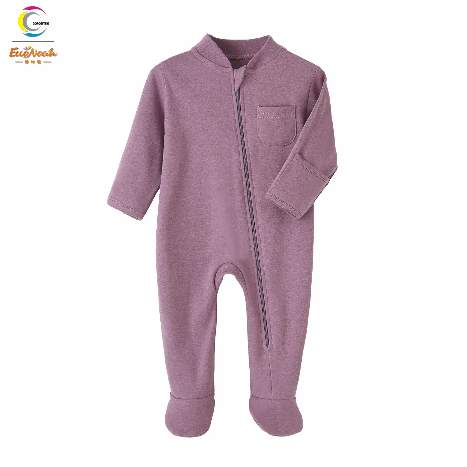 plain baby rompers 100% cotton infant pajamas with footie zipper baby footie