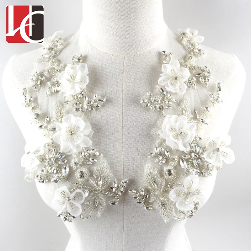HC-6885 Hechun wholesale high quality crystal rhinestone wedding dress applique