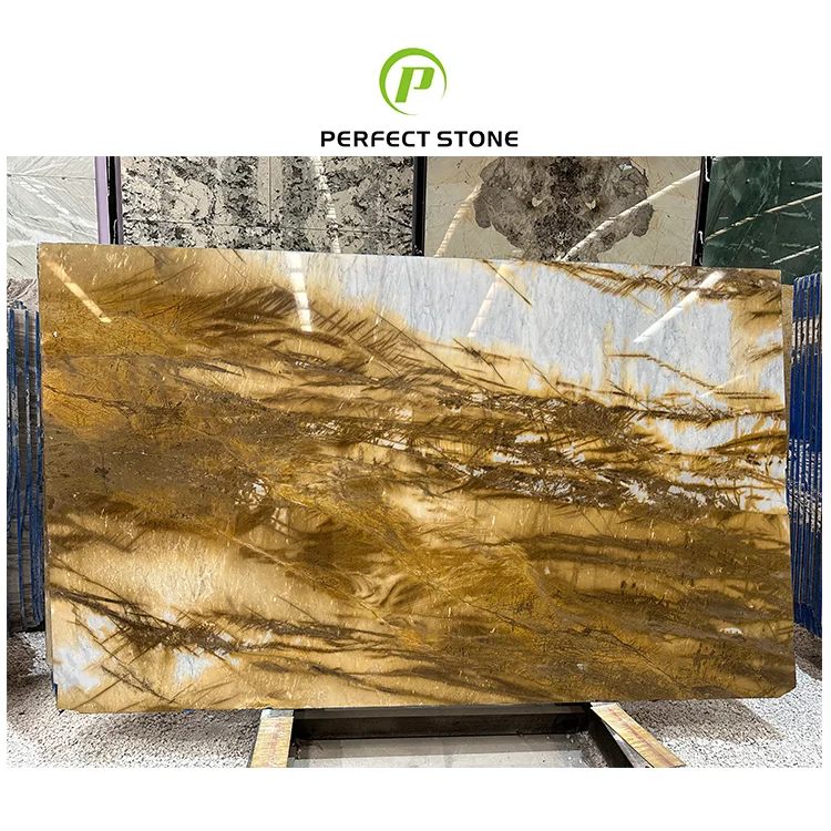 Turkey Golden Siena Big Gang Saw Marble Slab Direct Factory for Floor and Wall Cladding