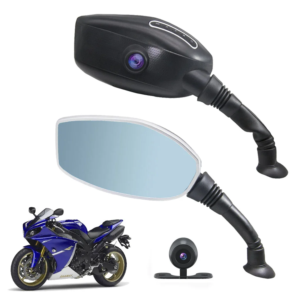 Motorcycle Rearview Mirror With Camera 2.7inch 1080P HD Screen Dual Camera Motorcycle Recorder Camera