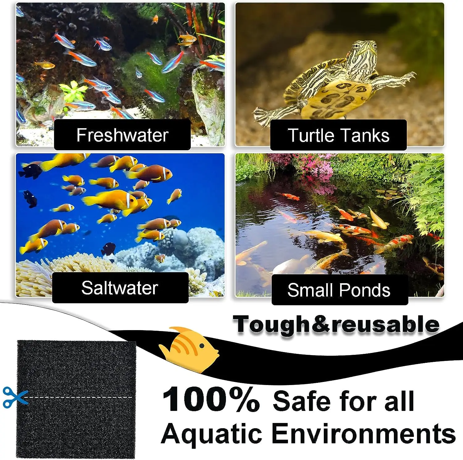 New Activated Carbon Foam with Different Pore Sizes for Effective Air Filtering in Aquarium Sponge