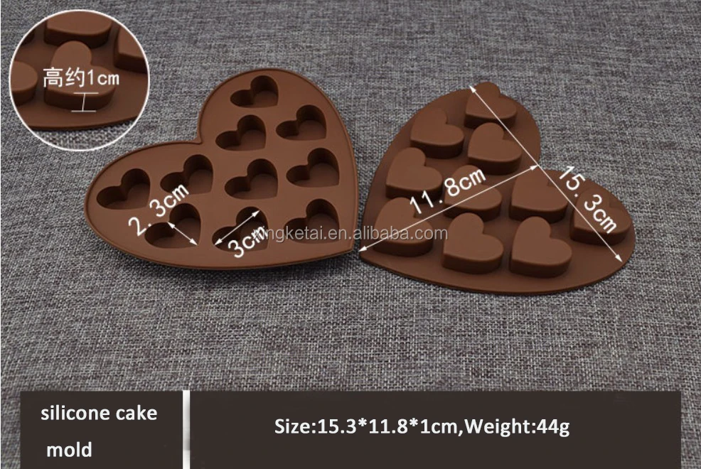 10 Cavity Dimpled Heart Shape Chocolate Mold Silicone Baking Mold For Making Chocolate Bomb Cake Jelly Pudding Dessert Candy
