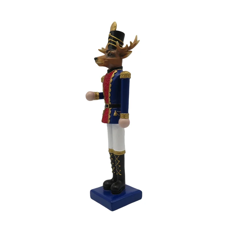 Redeco Customize Design Wholesale Figurine Deer Dog Nutcracker Soldier Resin Nutcracker Statue For Christmas Decoration